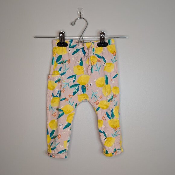 ❤️ 2 for 10 ❤️ H&M Pale Pink Lemon Cotton Harem Pants - Picture 1 of 3